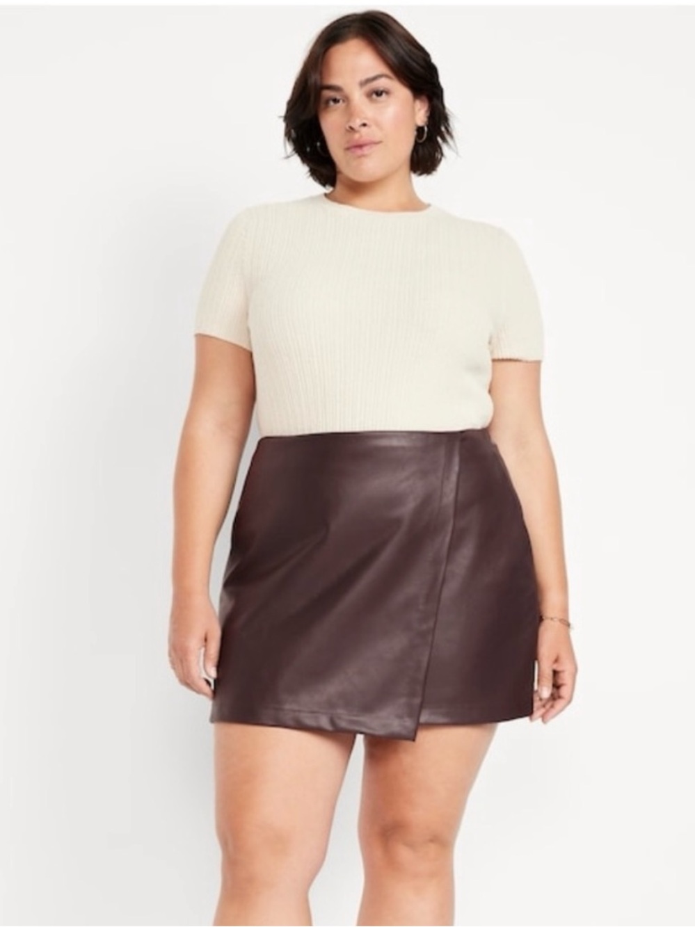 Old Navy Faux Leather High-Waist Mini Skirt — Dark Brown